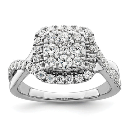 14k White Gold Lab Grown Diamond Cluster Engagement Ring 1 ct