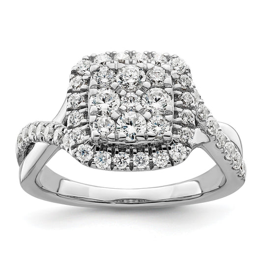 14k White Gold Lab Grown Diamond Cluster Engagement Ring 1 ct