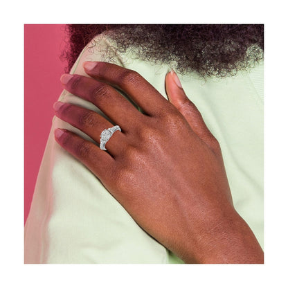 14k White Gold Lab Grown Diamond Cluster Engagement Ring 1 ct.