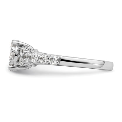 14k White Gold Lab Grown Diamond Cluster Engagement Ring 1 ct.