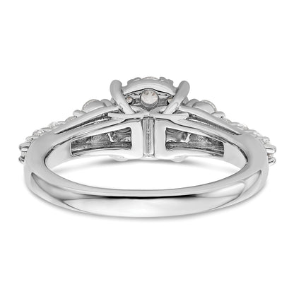 14k White Gold Lab Grown Diamond Cluster Engagement Ring 1 ct.