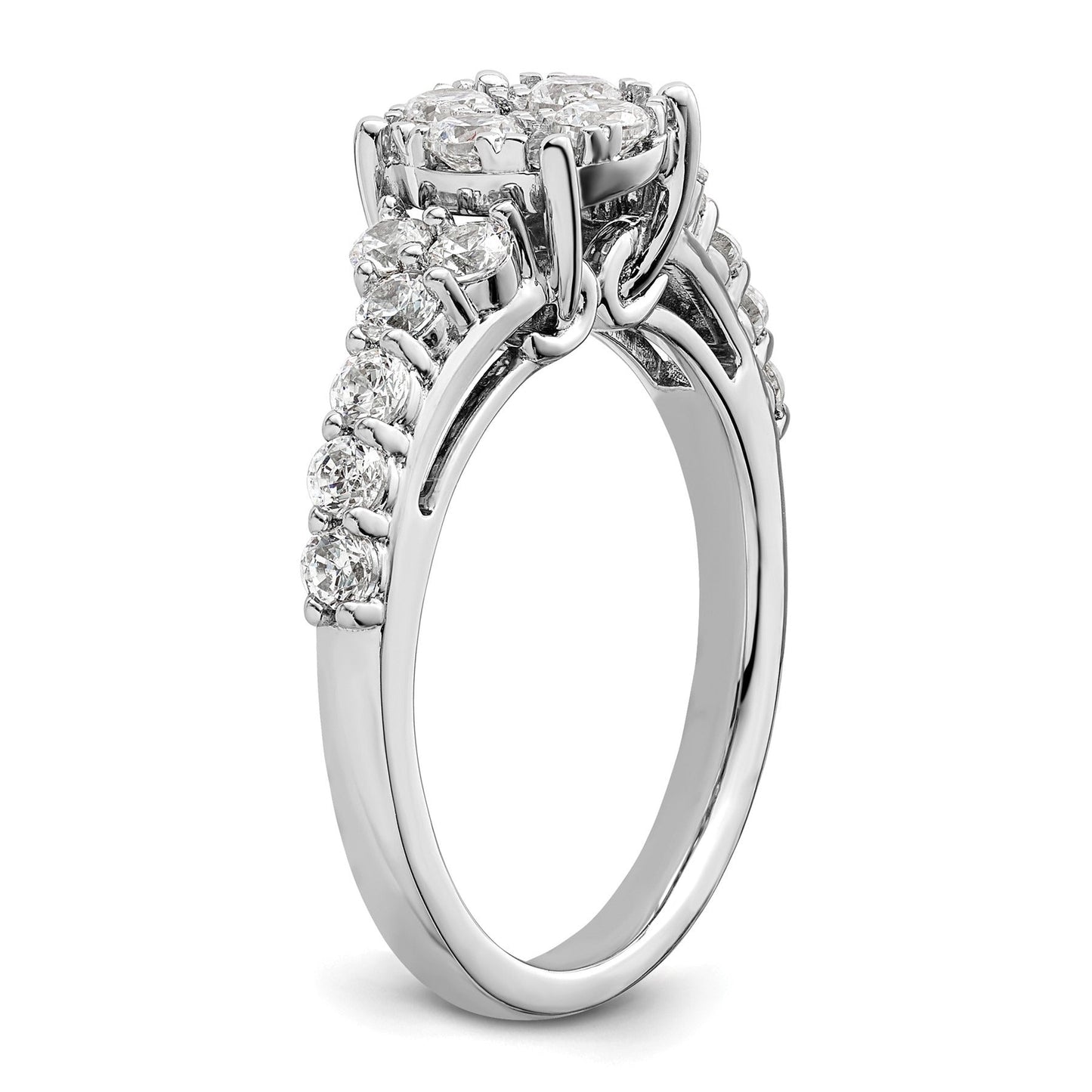 14k White Gold Lab Grown Diamond Cluster Engagement Ring 1 ct.