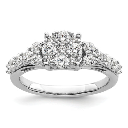 14k White Gold Lab Grown Diamond Cluster Engagement Ring 1 ct.