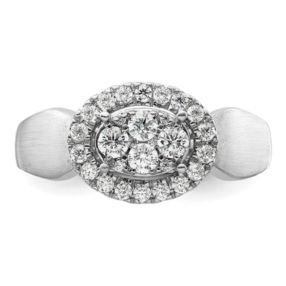 14k White Gold Lab Grown Diamond Cluster Engagement Ring 0.5 carat