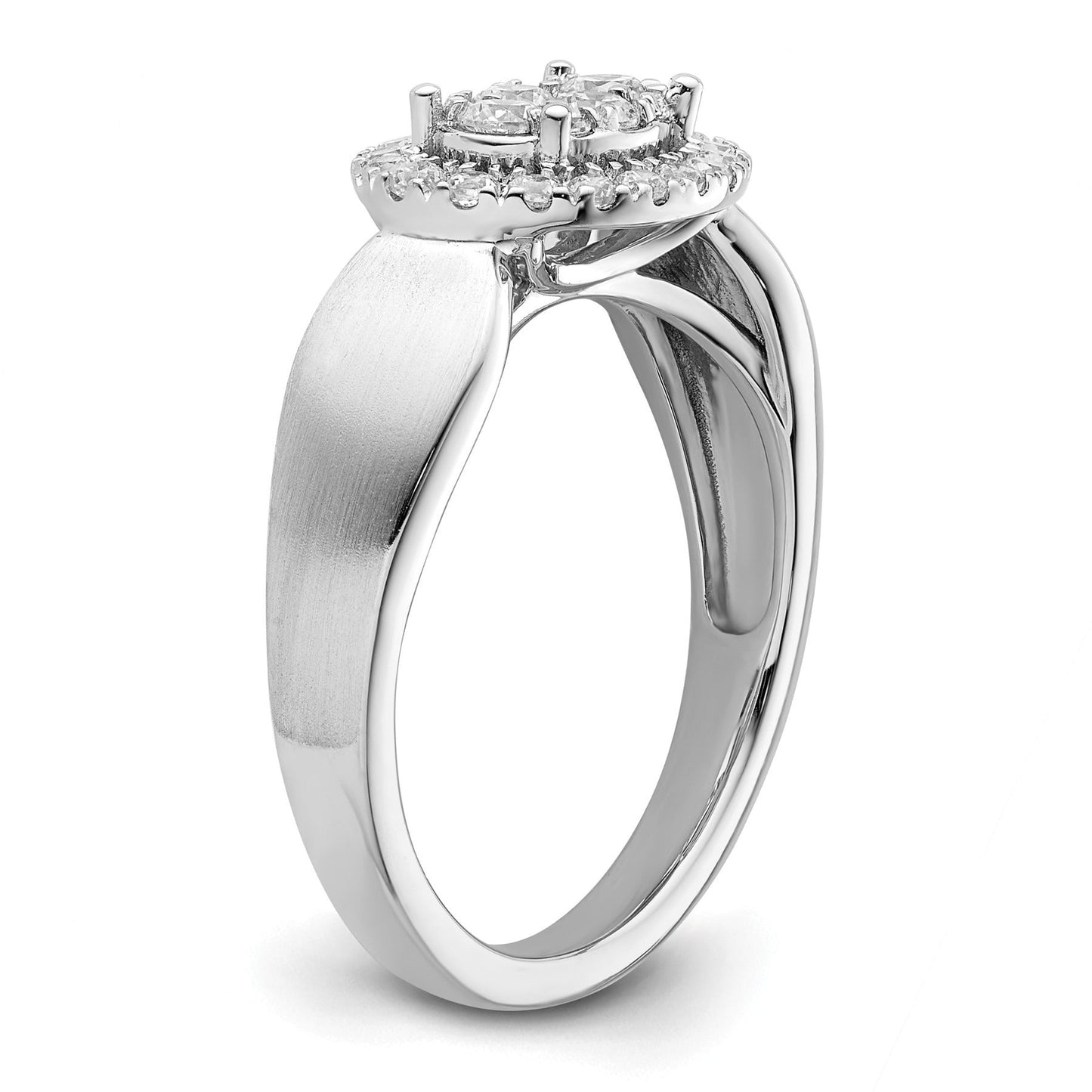 14k White Gold Lab Grown Diamond Cluster Engagement Ring 0.5 carat