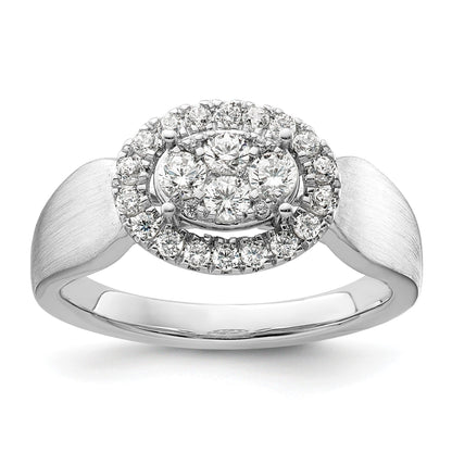 14k White Gold Lab Grown Diamond Cluster Engagement Ring 0.5 carat