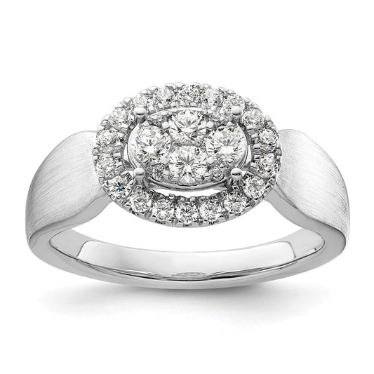 14k White Gold Lab Grown Diamond Cluster Engagement Ring 0.5 carat