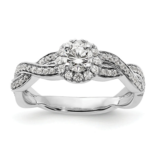 White Gold Lab Grown Diamond Round Halo Infinity Engagement Ring 0.75 ct