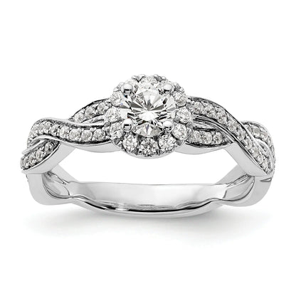 White Gold Lab Grown Diamond Round Halo Infinity Engagement Ring 0.75 ct
