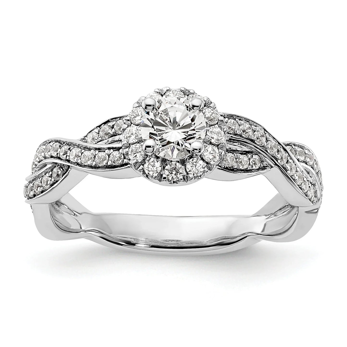 White Gold Lab Grown Diamond Round Halo Infinity Engagement Ring 0.75 ct
