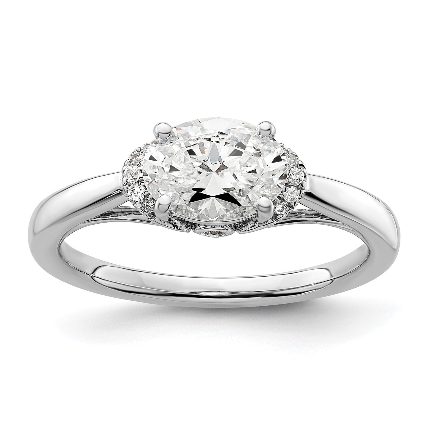 Lab Grown Diamond East-West Oval Semi Mount Engagement Ring 1 Ct