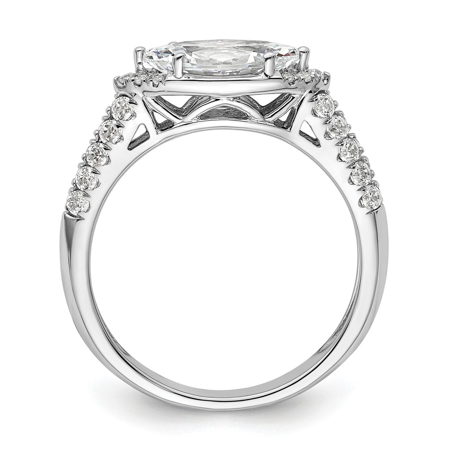 14k White Gold Lab Grown Diamond Engagement East West Ring Semi Mount 0.34 Ct