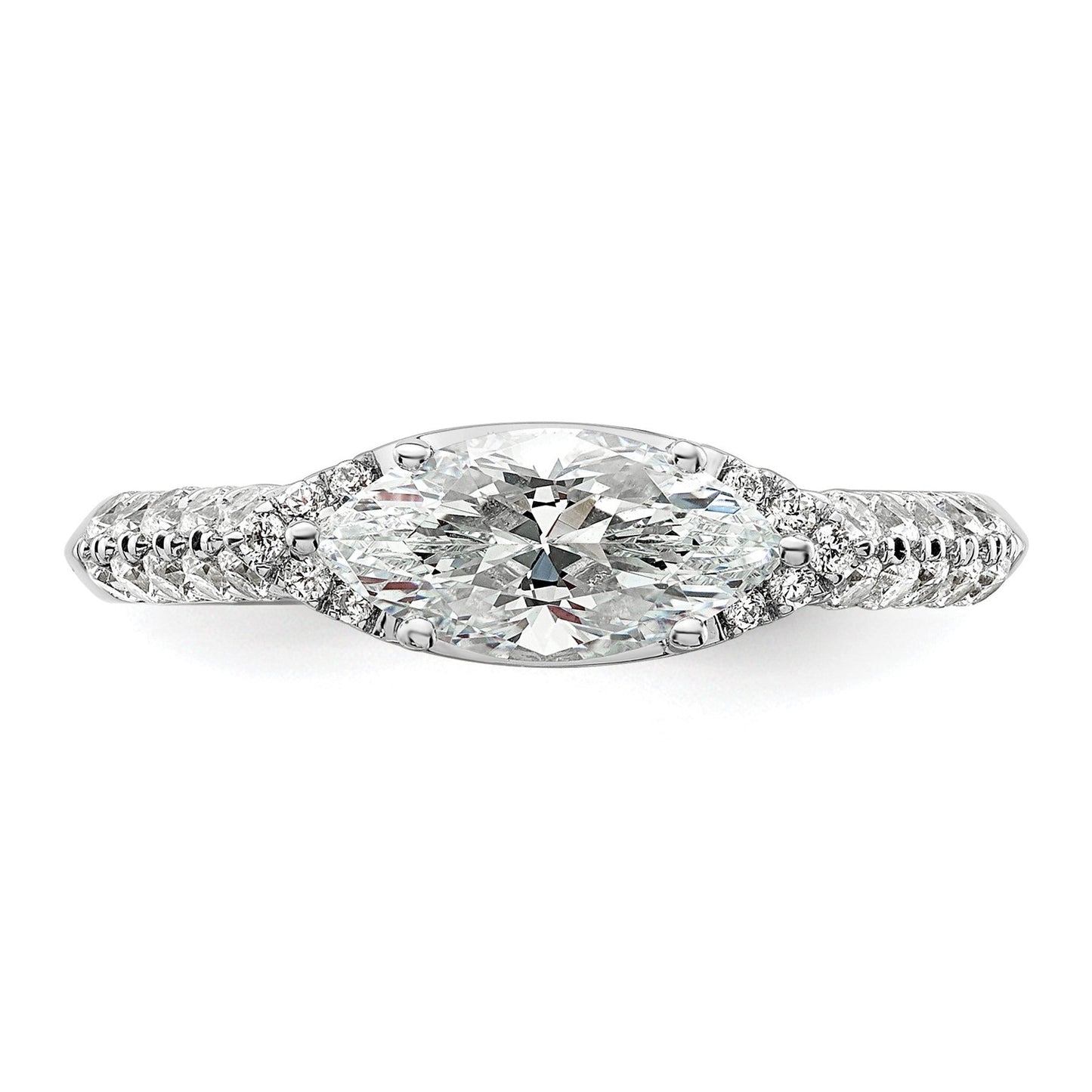 14k White Gold Lab Grown Diamond Engagement East West Ring Semi Mount 0.34 Ct