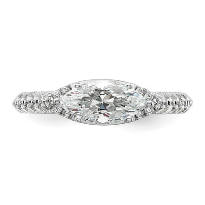14k White Gold Lab Grown Diamond Engagement East West Ring Semi Mount 0.34 Ct