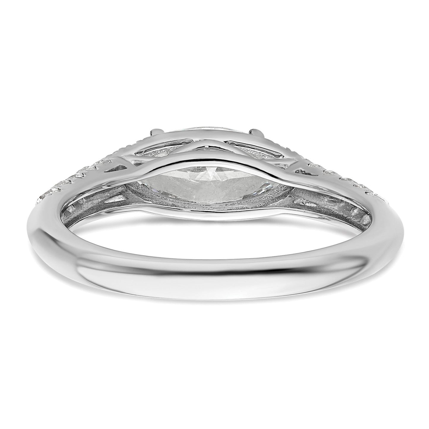 14k White Gold Lab Grown Diamond Engagement East West Ring Semi Mount 0.34 Ct