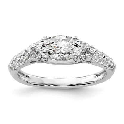 14k White Gold Lab Grown Diamond Engagement East West Ring Semi Mount 0.34 Ct