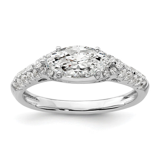 14k White Gold Lab Grown Diamond Engagement East West Ring Semi Mount 0.34 Ct