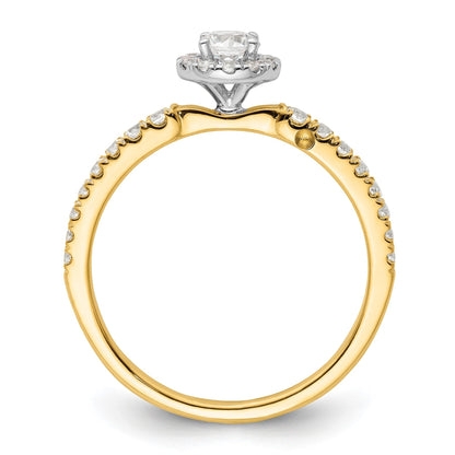 14K Two-tone Gold Lab Grown Diamond Petite Round Halo Ring 0.5 ct