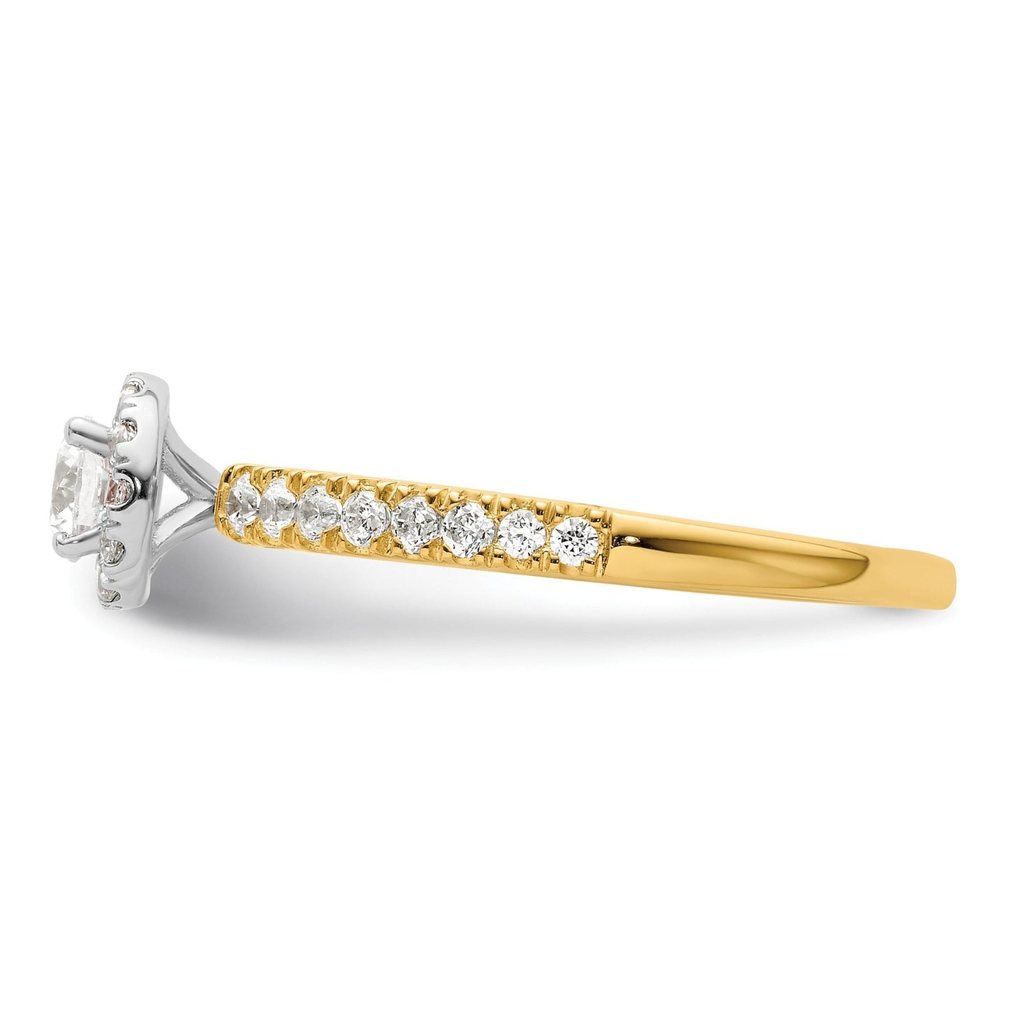 14K Two-tone Gold Lab Grown Diamond Petite Round Halo Ring 0.5 ct