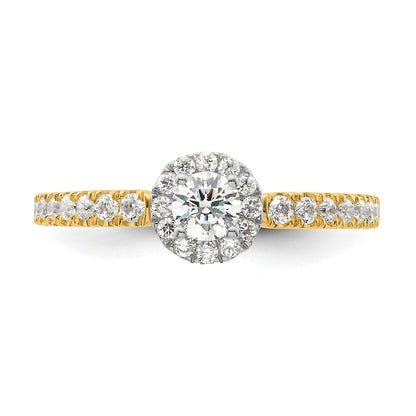 14K Two-tone Gold Lab Grown Diamond Petite Round Halo Ring 0.5 ct