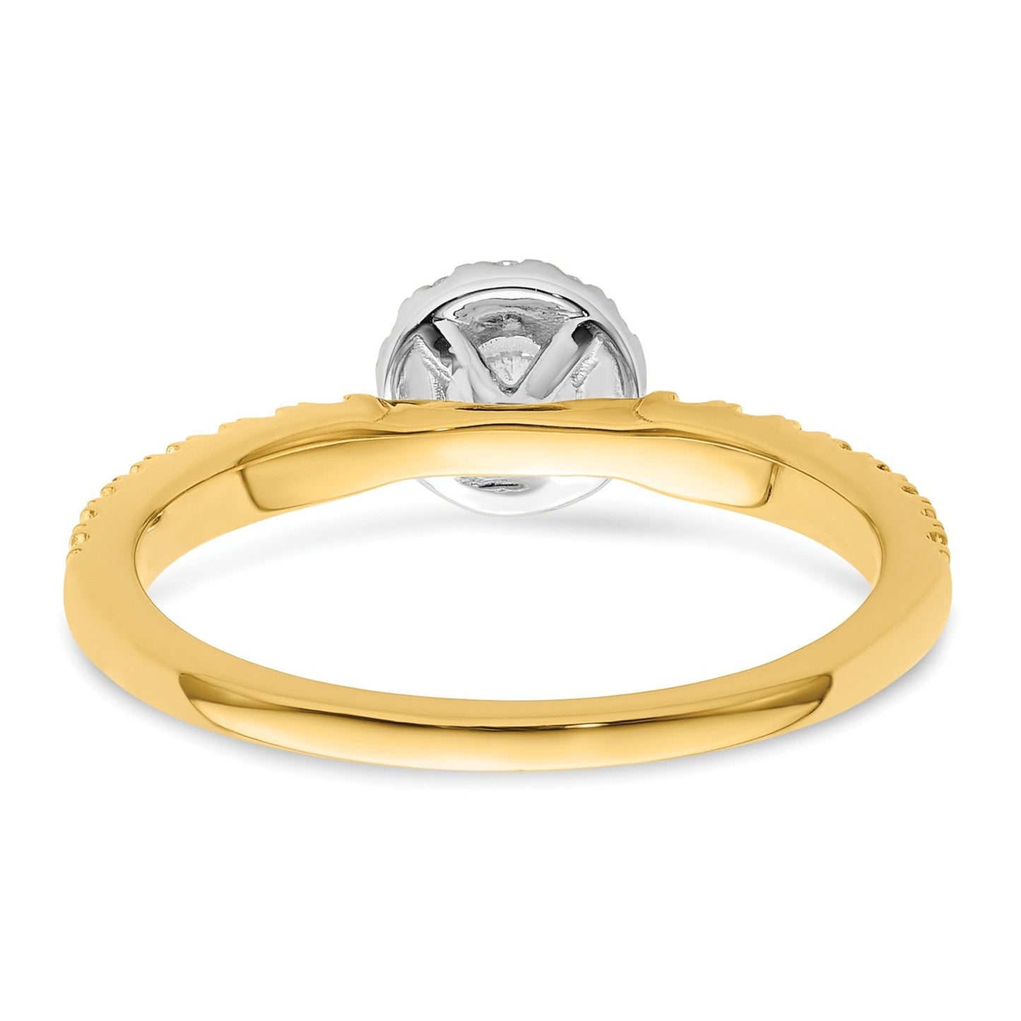 14K Two-tone Gold Lab Grown Diamond Petite Round Halo Ring 0.5 ct