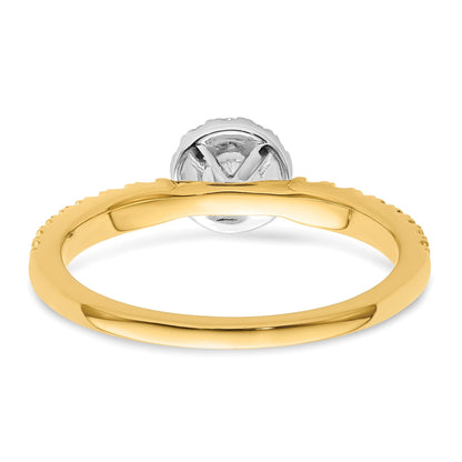 14K Two-tone Gold Lab Grown Diamond Petite Round Halo Ring 0.5 ct
