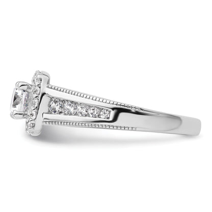 14k White Gold Lab Grown Diamond Halo Engagement Ring 1 ct