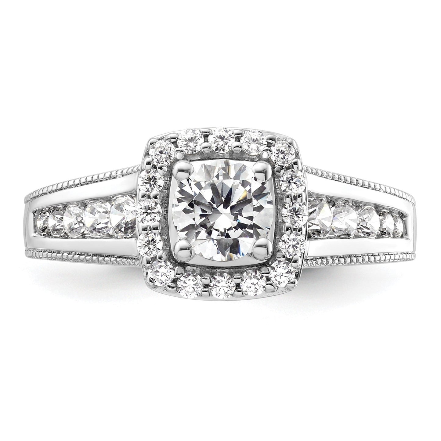 14k White Gold Lab Grown Diamond Halo Engagement Ring 1 ct