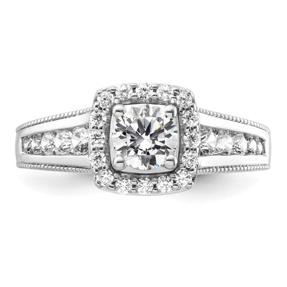 14k White Gold Lab Grown Diamond Halo Engagement Ring 1 ct