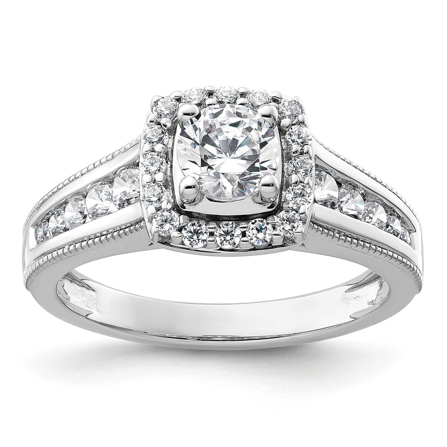 14k White Gold Lab Grown Diamond Halo Engagement Ring 1 ct