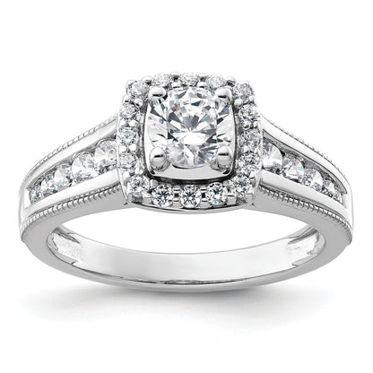 14k White Gold Lab Grown Diamond Halo Engagement Ring 1 ct