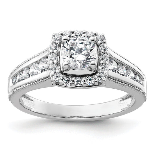 14k White Gold Lab Grown Diamond Halo Engagement Ring 1 ct