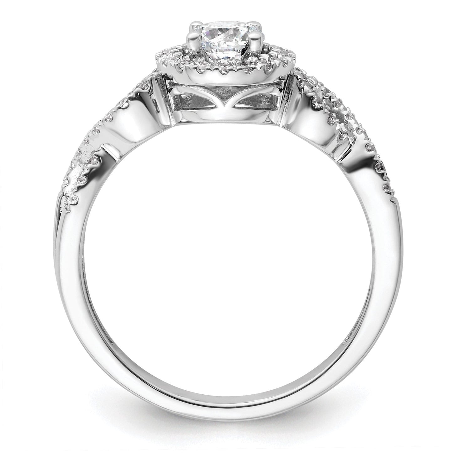 Lab Grown Diamond Halo Criss Cross Ring Gold 0.38 ct