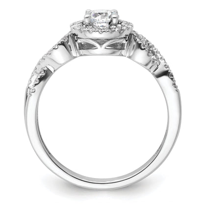 Lab Grown Diamond Halo Criss Cross Ring Gold 0.38 ct