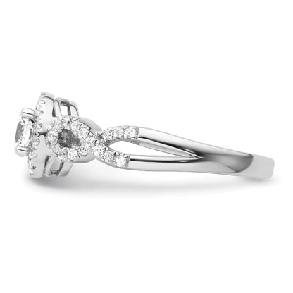 Lab Grown Diamond Halo Criss Cross Ring Gold 0.38 ct