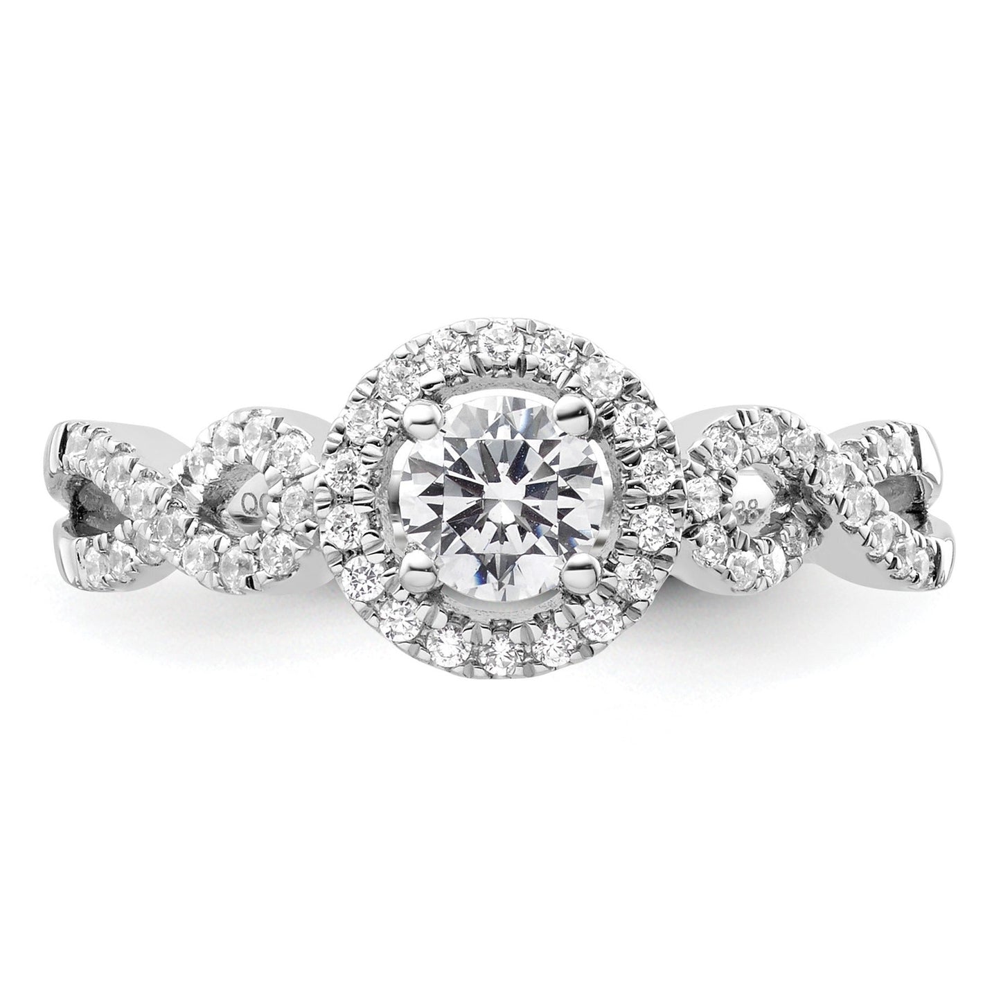 Lab Grown Diamond Halo Criss Cross Ring Gold 0.38 ct