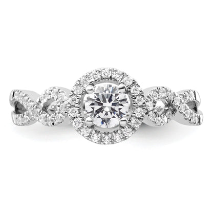 Lab Grown Diamond Halo Criss Cross Ring Gold 0.38 ct
