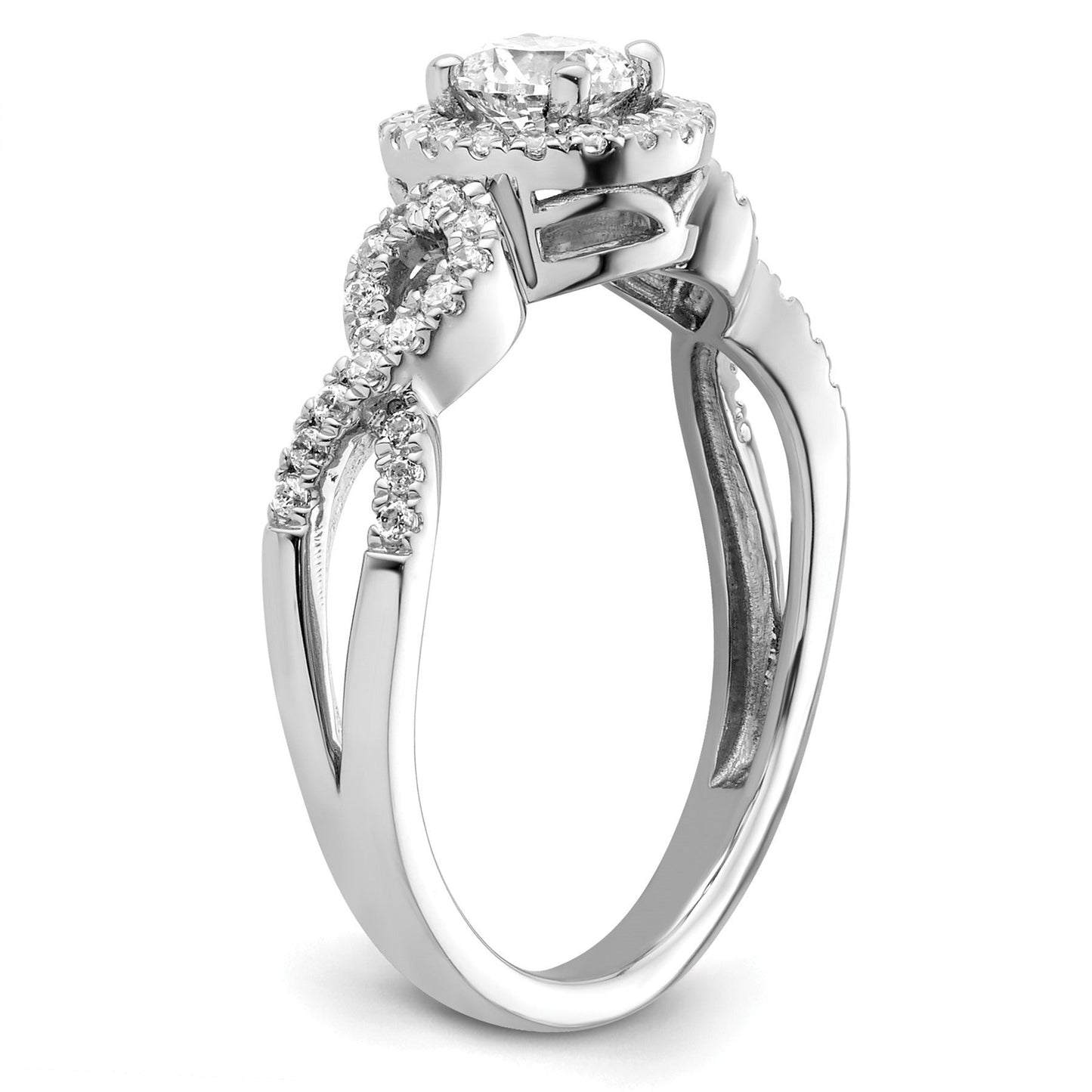 Lab Grown Diamond Halo Criss Cross Ring Gold 0.38 ct