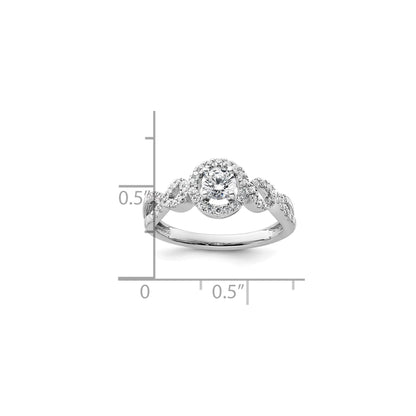 Lab Grown Diamond Halo Criss Cross Ring Gold 0.38 ct