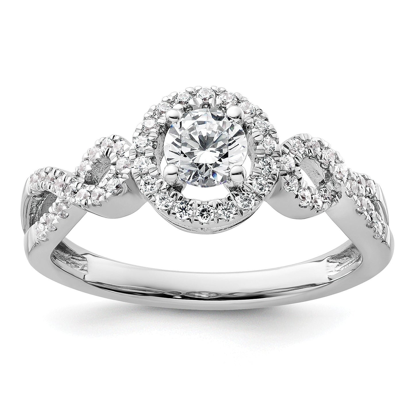 Lab Grown Diamond Halo Criss Cross Ring Gold 0.38 ct