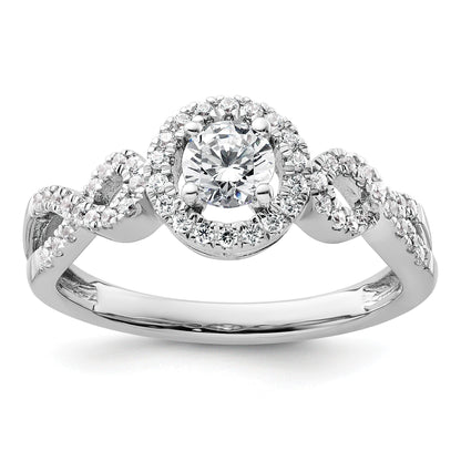 Lab Grown Diamond Halo Criss Cross Ring Gold 0.38 ct
