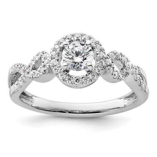 Lab Grown Diamond Halo Criss Cross Ring Gold 0.38 ct
