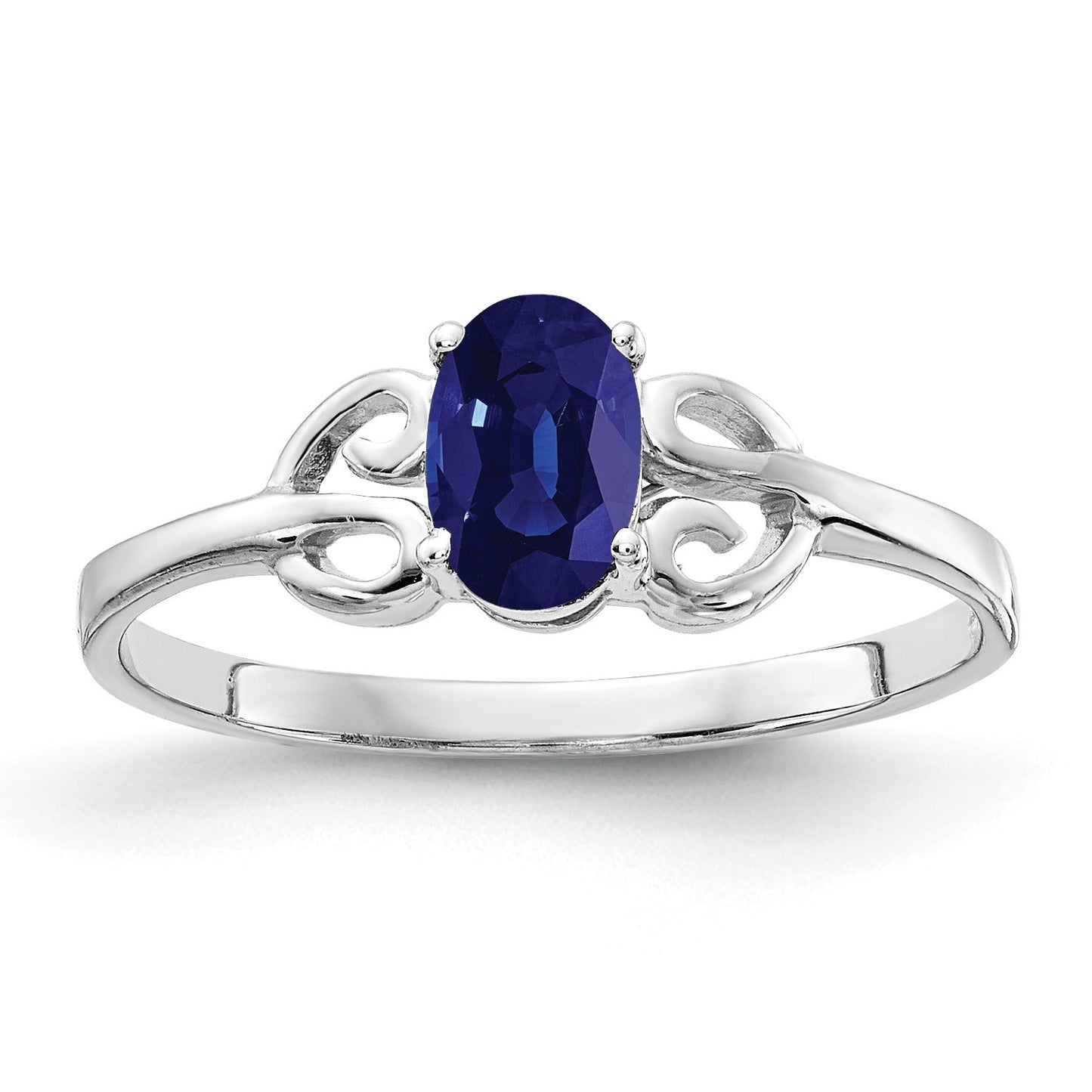 0.65 Ct Oval Blue Sapphire Prong 14K White Gold Solitaire Ring