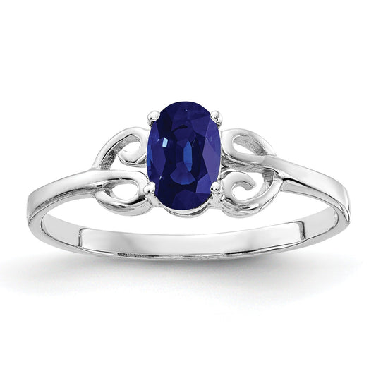 0.65 Ct Oval Blue Sapphire Prong 14K White Gold Solitaire Ring