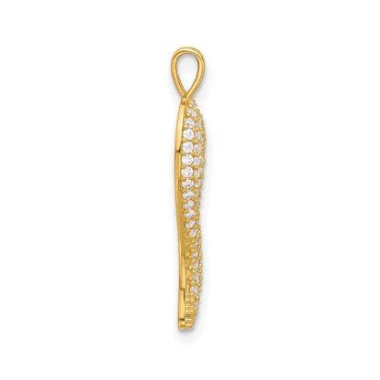 14k Yellow Gold CZ Small Italian Horn Pendant Only