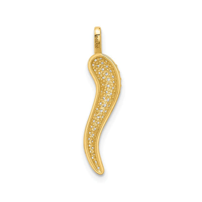 14k Yellow Gold CZ Small Italian Horn Pendant Only