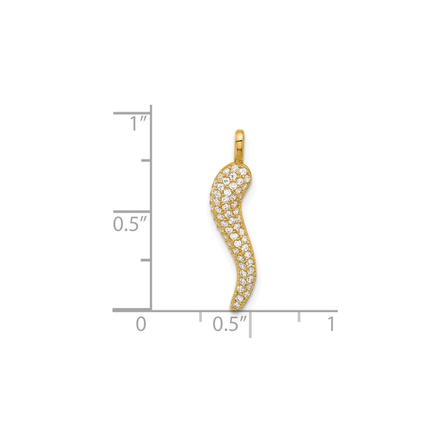 14k Yellow Gold CZ Small Italian Horn Pendant Only