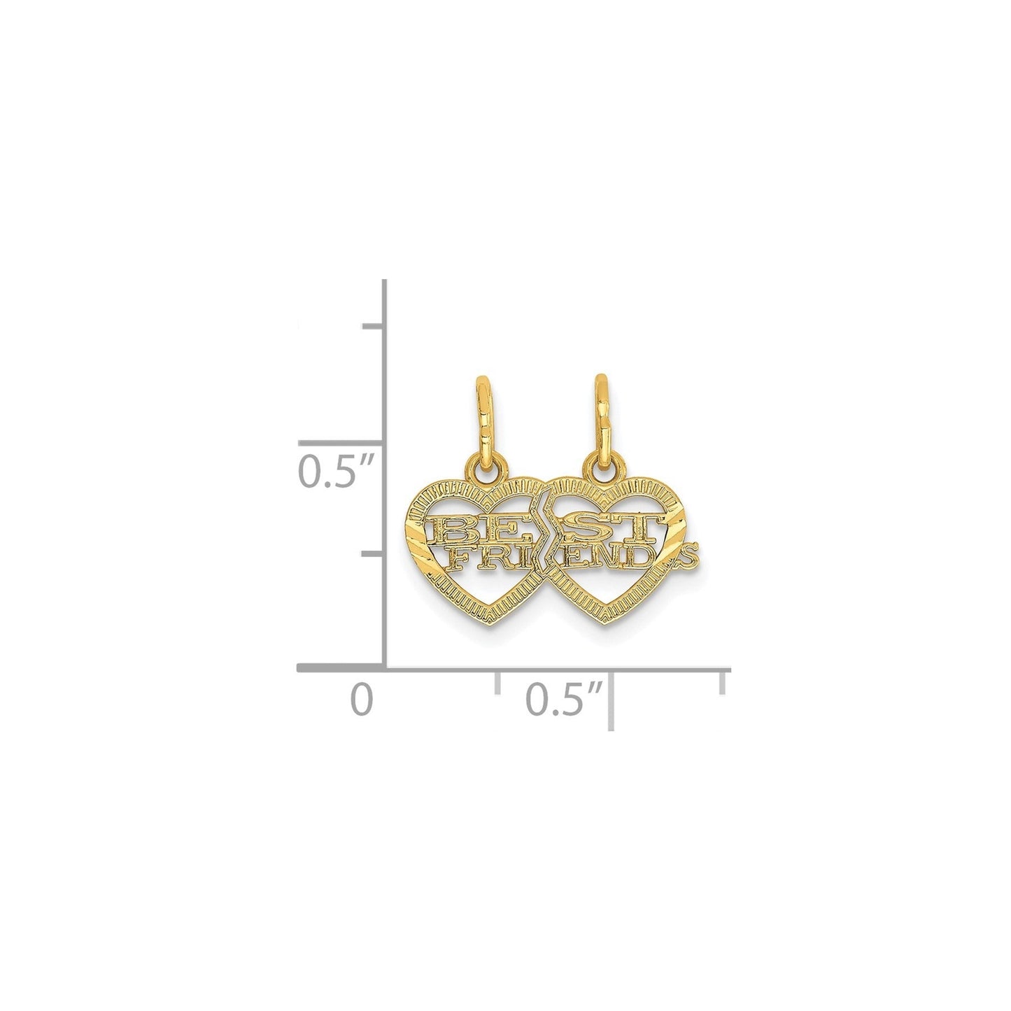 14k BEST FRIENDS Break Apart heart Pendant for 2