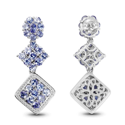 Violet Tanzanite Prong Sterling Silver Dangle Earrings