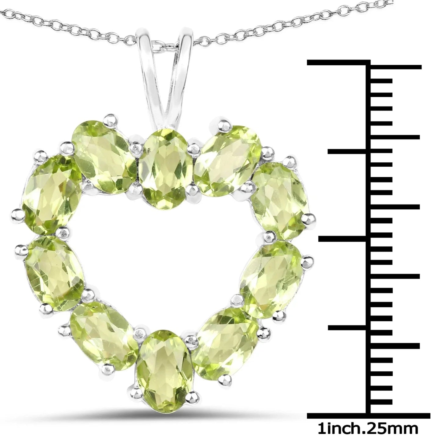 4.50 Ct Oval Green Peridot Prong Silver Heart Pendant Necklace
